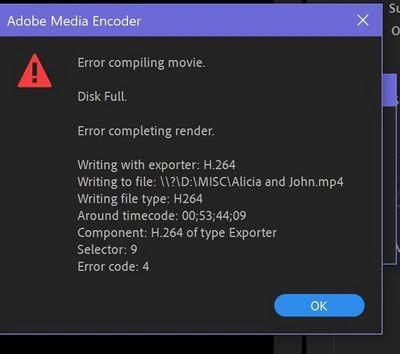 Cách Khắc Phục “Adobe Media Encoder Error Compiling Movie. Lỗi Không Xác Định”