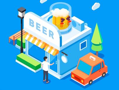 Amazing Isometric illustration styles - beer shop illustration