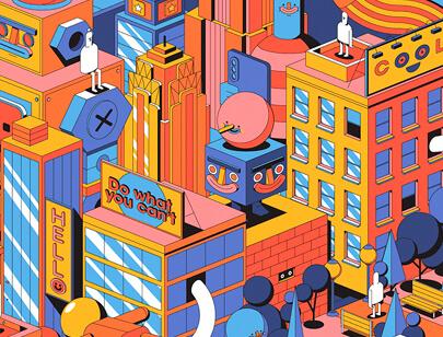 Amazing Isometric illustration styles - SAMSUNG NY HYPNO illustration