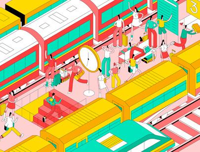 Amazing Isometric illustration styles - Youre Late illustration